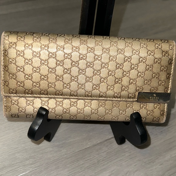 Gucci gold tone, long authentic flap wallet - Picture 1 of 7